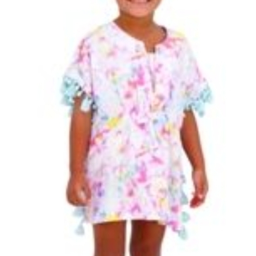 Nwt Girls Size 6 Andy & Evan Multicolor Kids Swimsuit Tye Dye Tassel Coverup